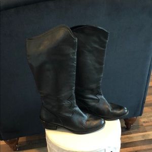Black knee high riding boots